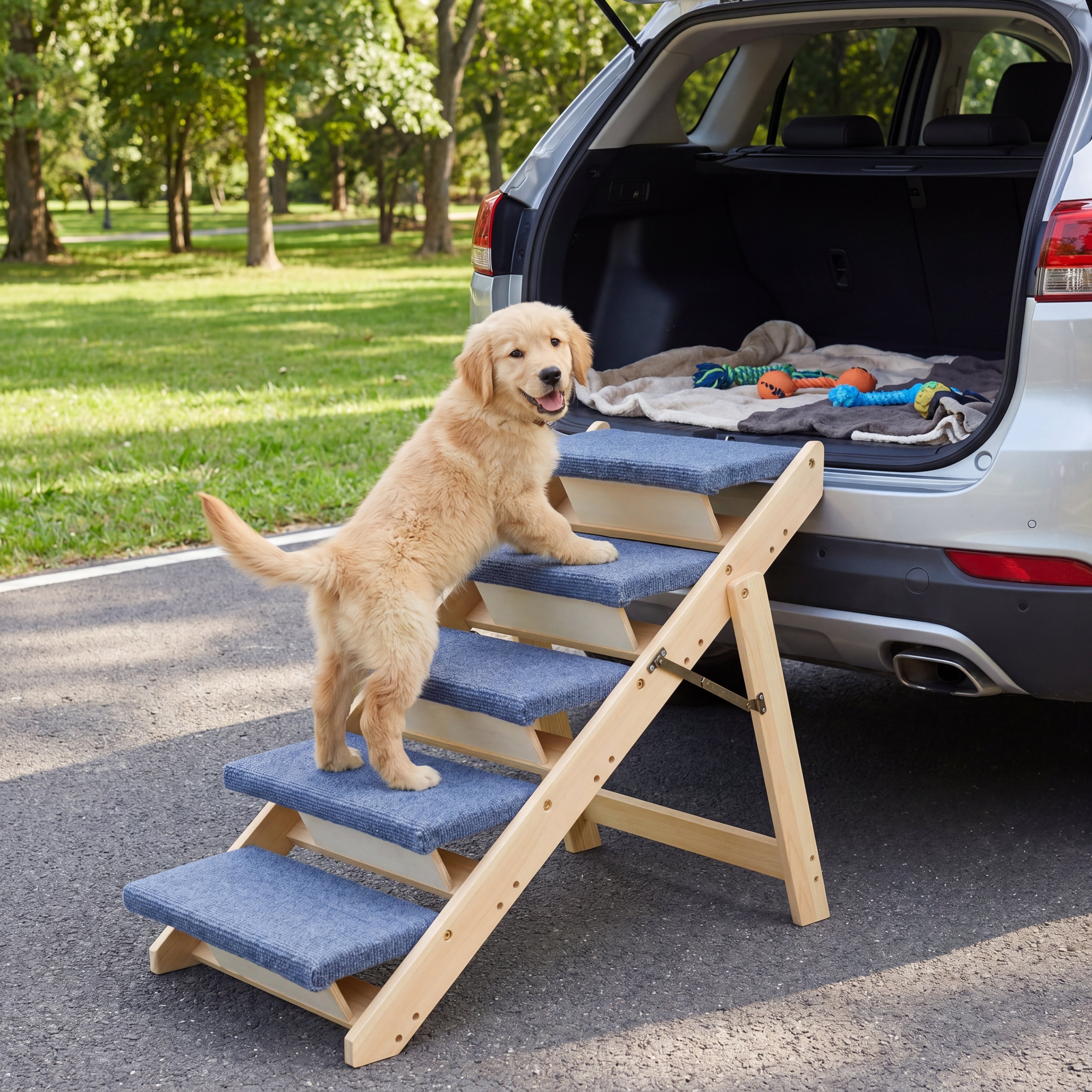The Paw Step Fold - Premium Foldable Solid Wood Dog Stairs