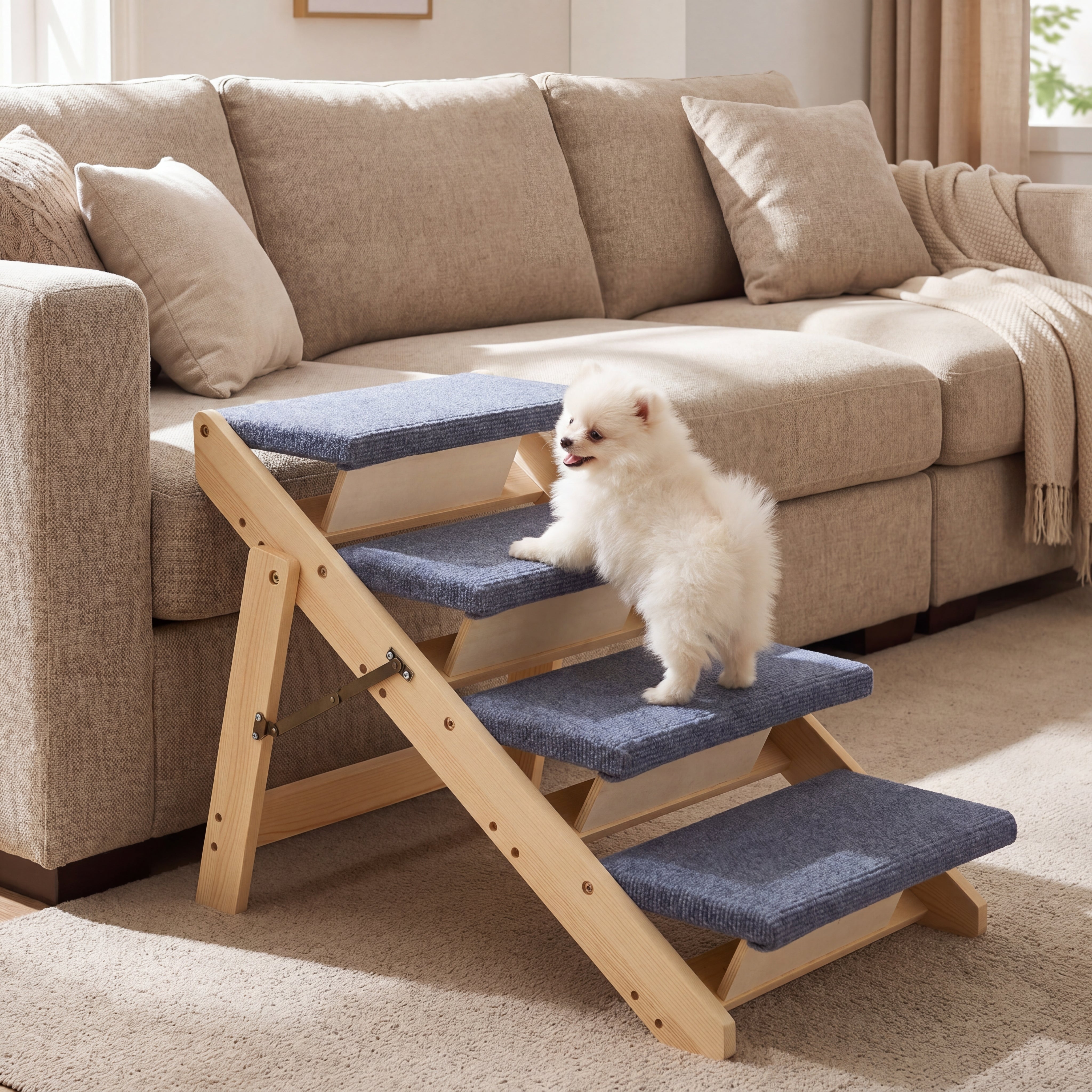 The Paw Step Fold - Premium Foldable Solid Wood Dog Stairs