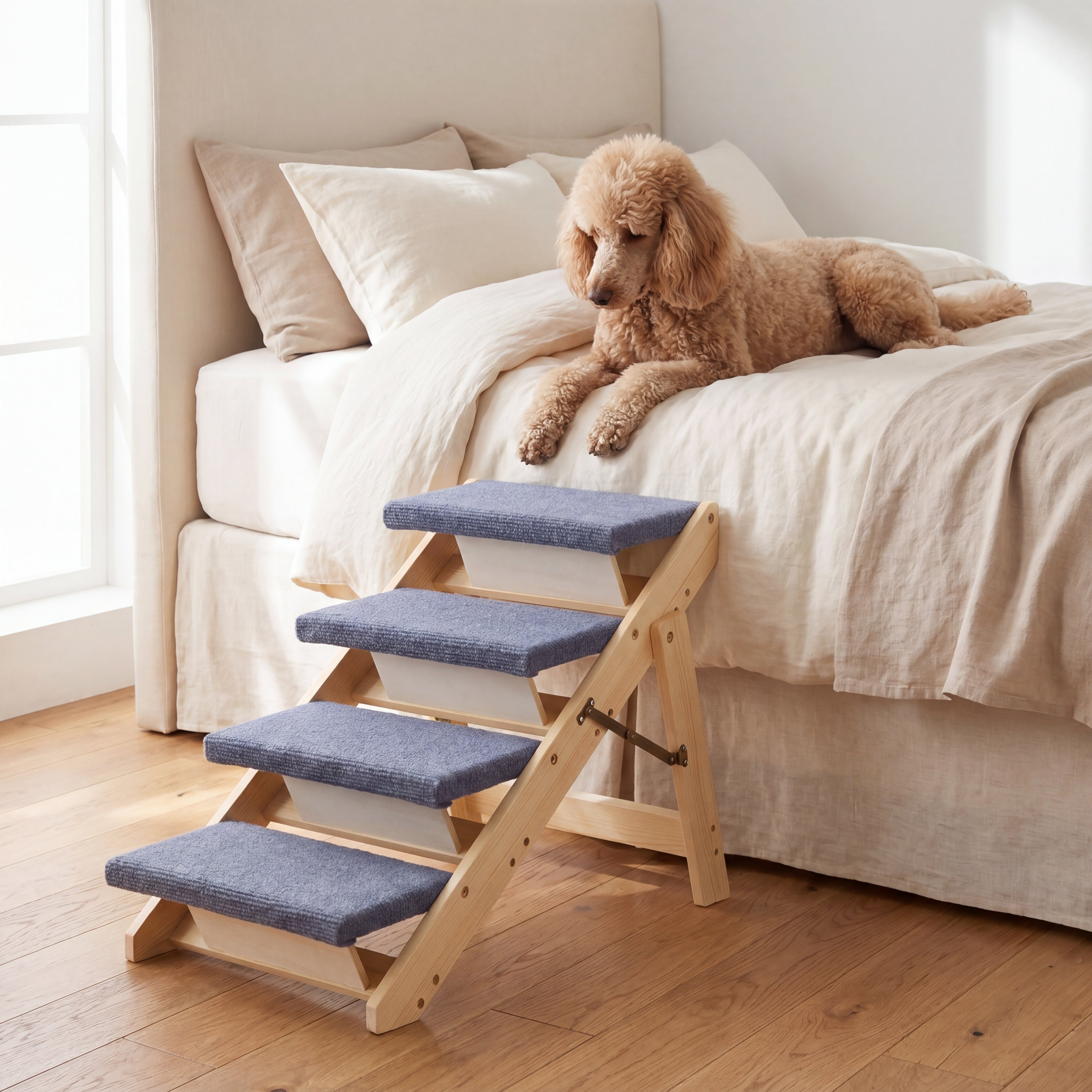 The Paw Step Fold - Premium Foldable Solid Wood Dog Stairs