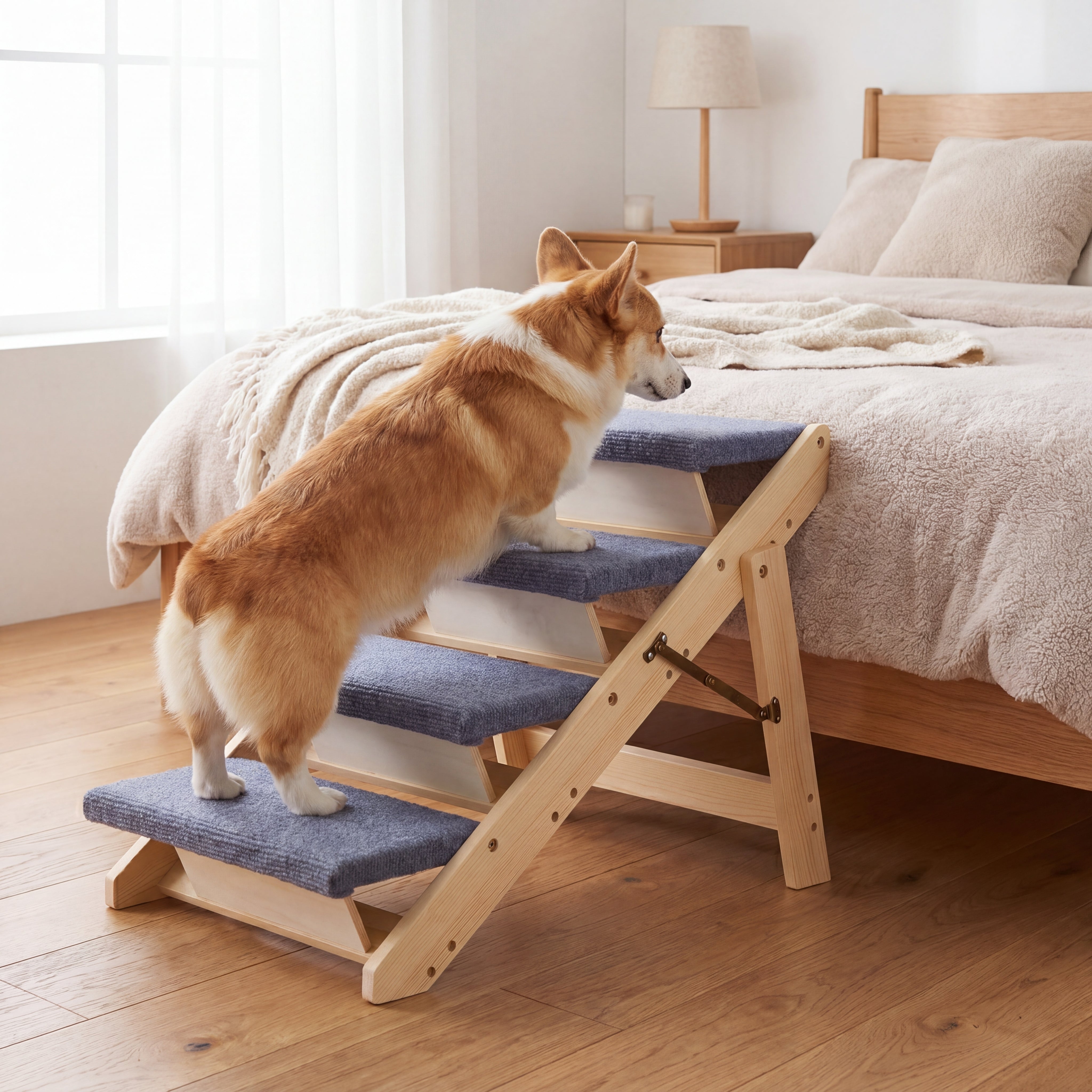 The Paw Step Fold - Premium Foldable Solid Wood Dog Stairs