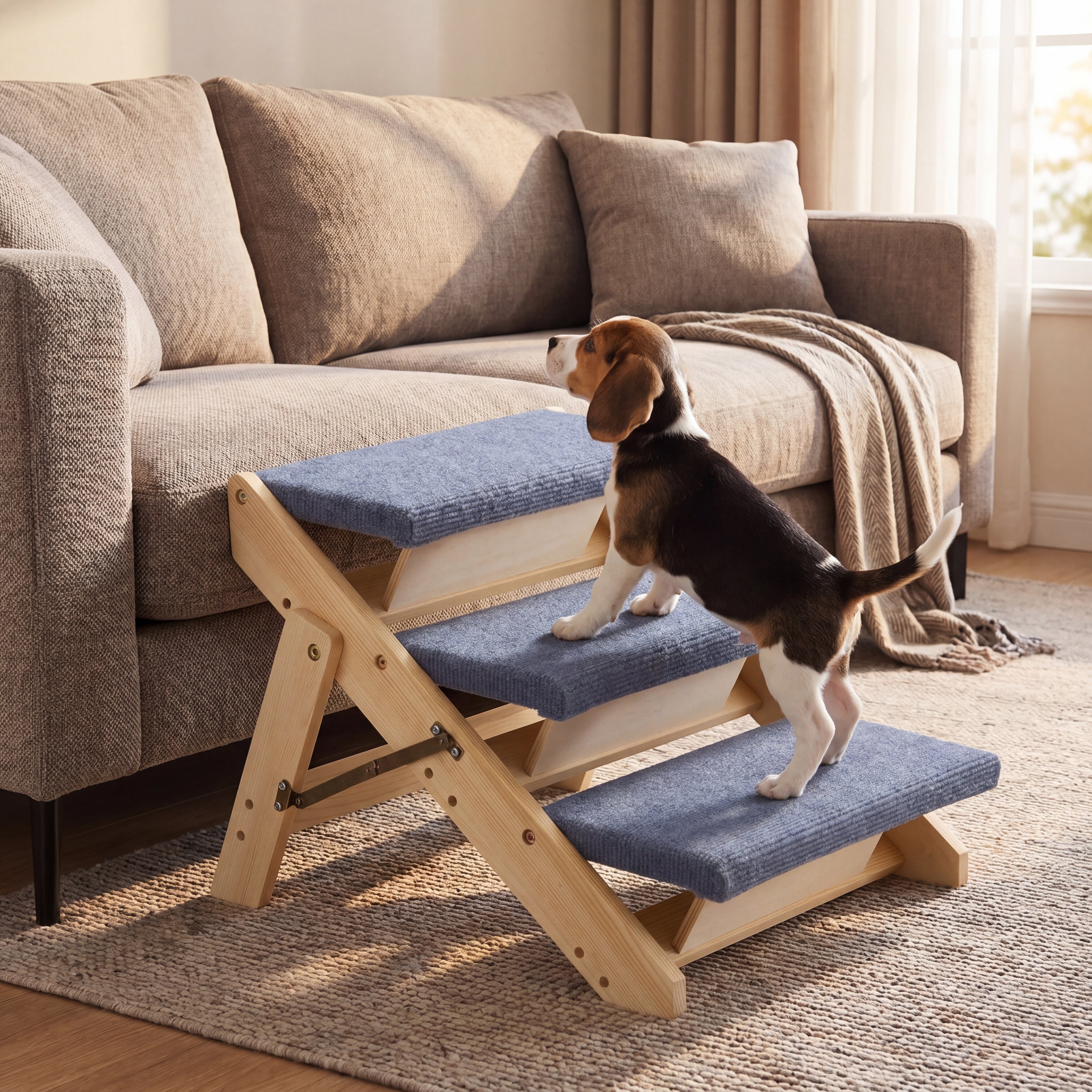 The Paw Step Fold - Premium Foldable Solid Wood Dog Stairs
