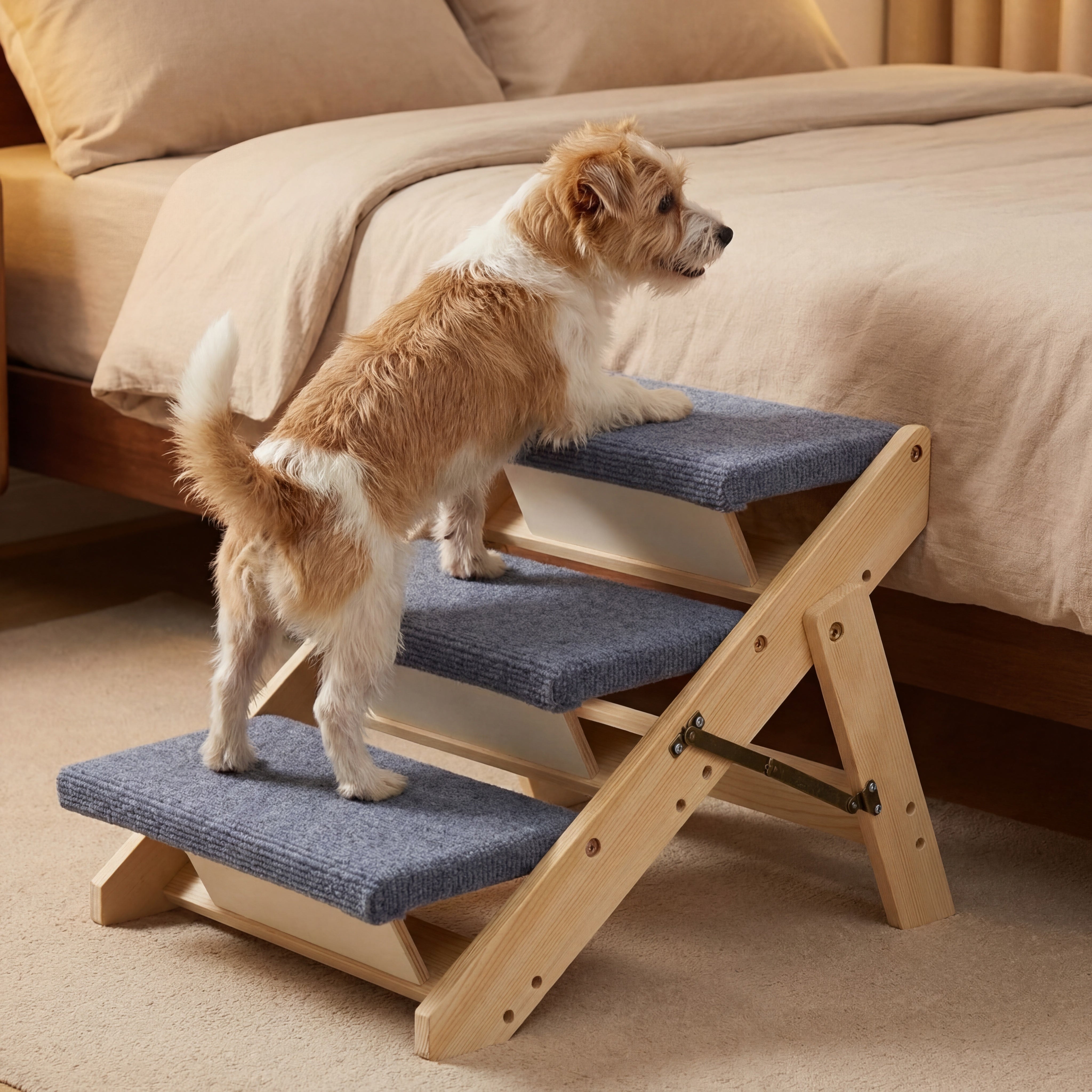 The Paw Step Fold - Premium Foldable Solid Wood Dog Stairs