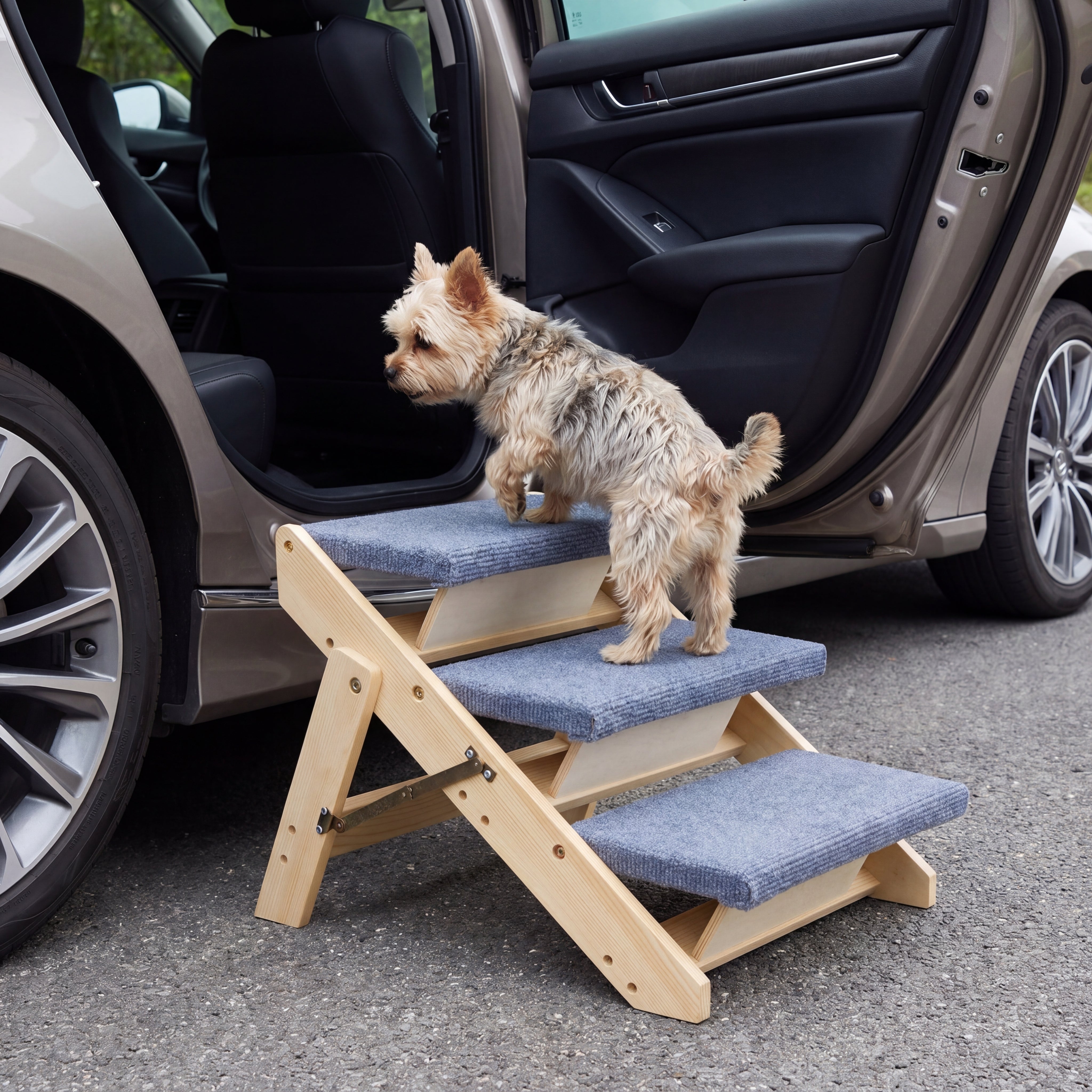 The Paw Step Fold - Premium Foldable Solid Wood Dog Stairs