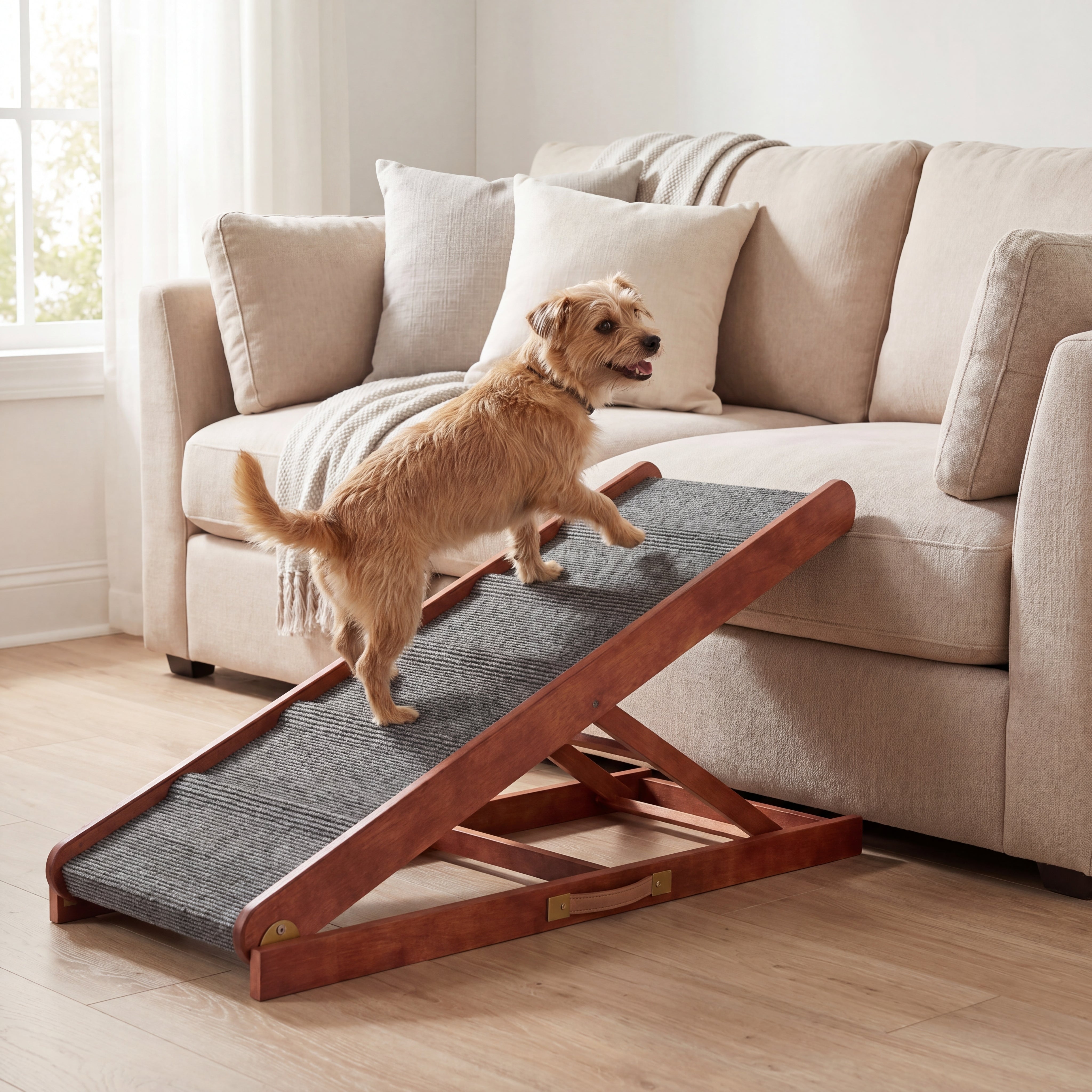 The Paw Step Classic - Premium Adjustable Solid Wood Dog Ramp