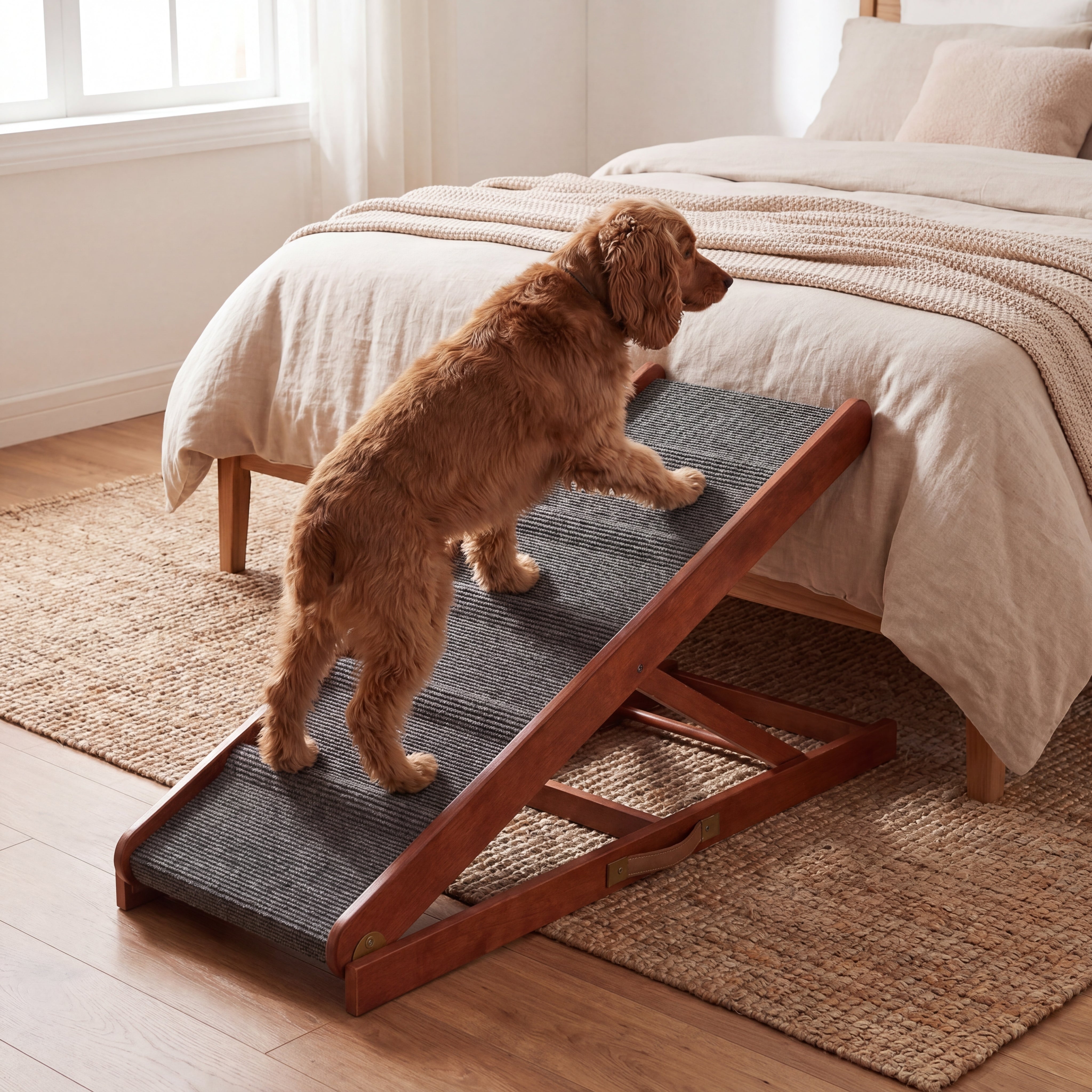 The Paw Step Classic - Premium Adjustable Solid Wood Dog Ramp