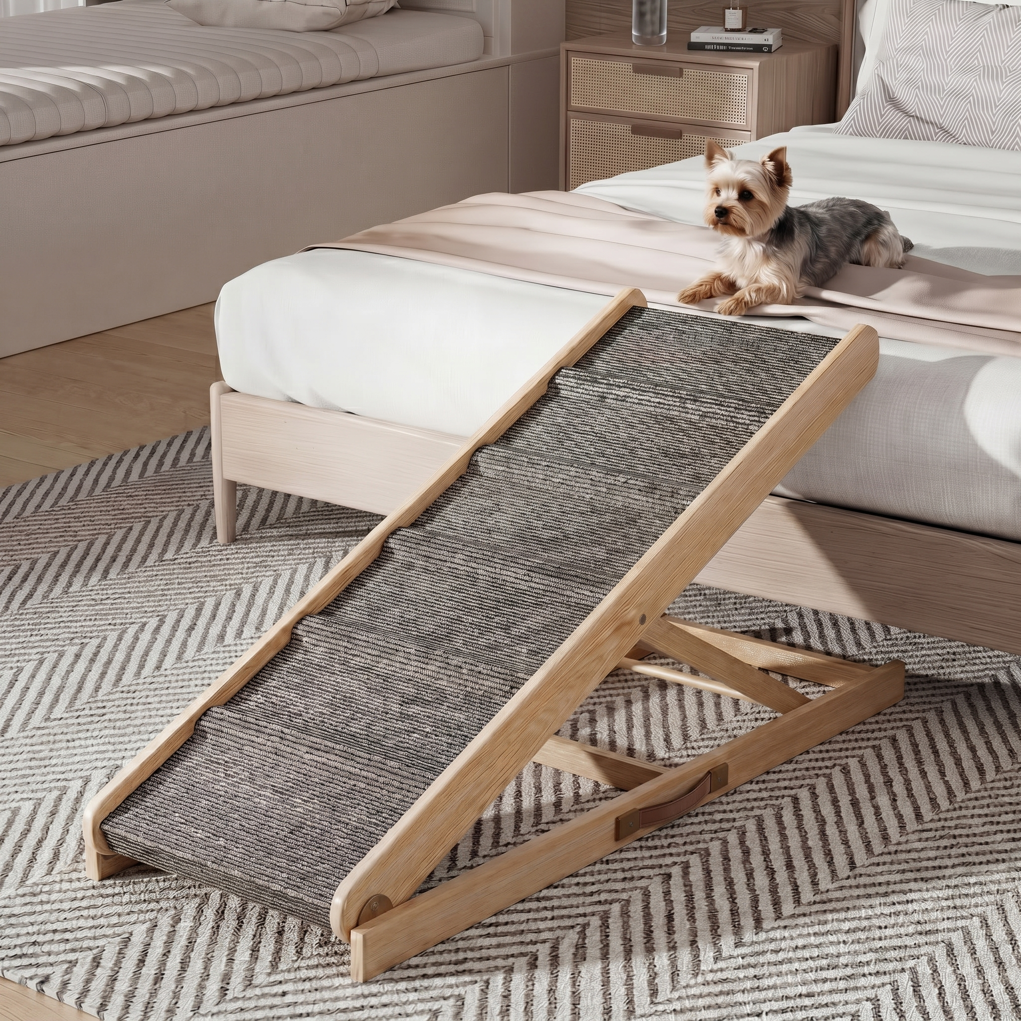 The Paw Step Classic - Premium Adjustable Solid Wood Dog Ramp